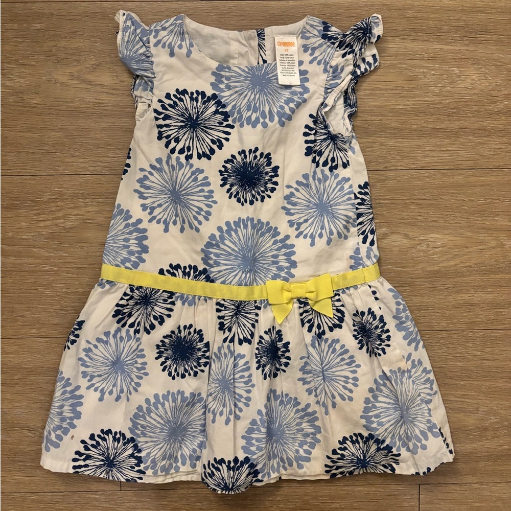 Gymboree Floral Print Dress with Yellow Bow 4T